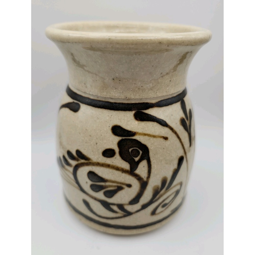 Cornish Hill Hand Thrown 1 Panel Studio Pottery Vase Artist Signed GOGI